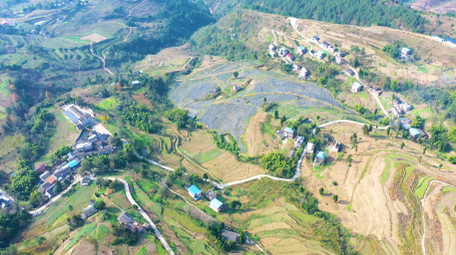 4K航拍夕阳农村风貌田园<strong>乡村</strong>视频素材