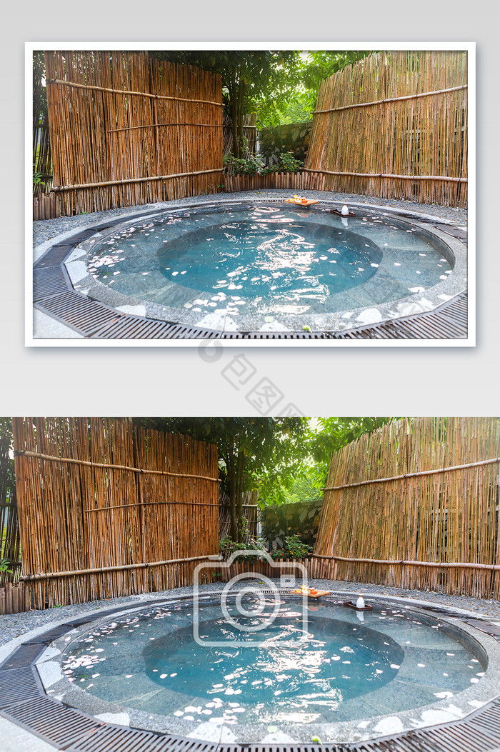 热水池浴泡温泉暖和图片