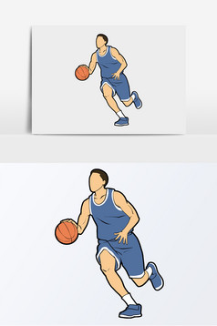 手绘篮球男孩打篮球装饰图片