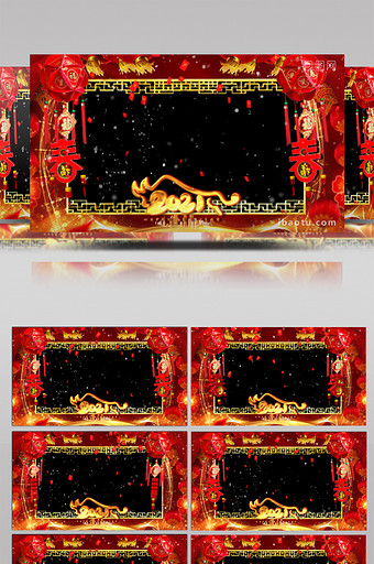 中国风金红牛年春节拜年AE模板图片