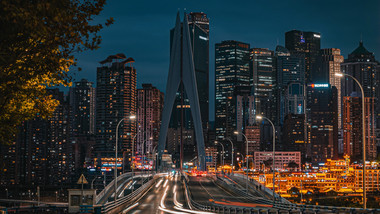 重庆千厮门大桥<strong>夜景</strong>车流延时