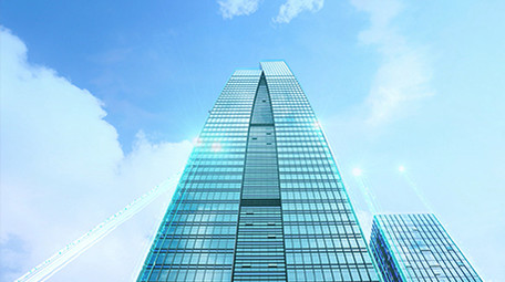 特效合成商务建筑数字科技飞机飞过视频素材