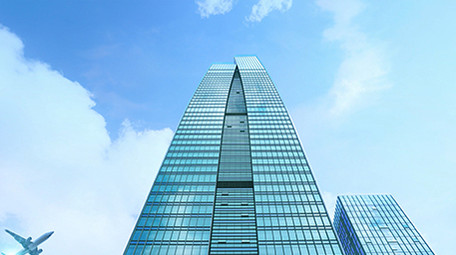 特效合成商务建筑数字科技飞机飞过视频素材