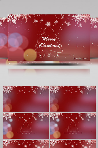 唯美光斑闪烁圣诞雪花飘落圣诞树AE模板图片