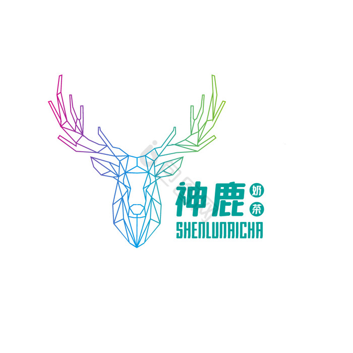 几何鹿头奶茶网红logo