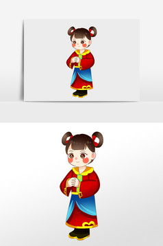 过新年拜年人物插画