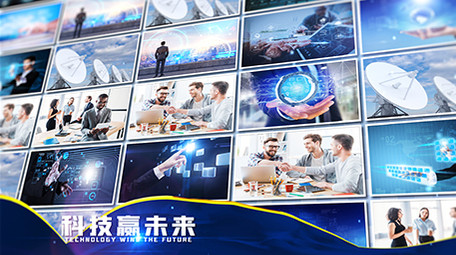 简约商务企业照片墙出LOGO片头AE模板