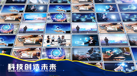 简约商务企业照片墙出LOGO片头AE模板