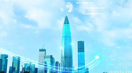 4K特效合成广州城市科技数字光线粒子