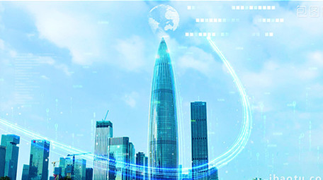 4K特效合成广州城市科技数字光线粒子