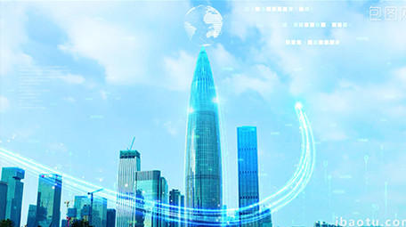 4K特效合成广州城市科技数字光线粒子