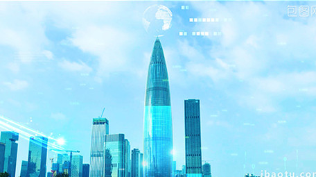 4K特效合成广州城市科技数字光线粒子