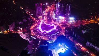 大气武汉光谷广场<strong>夜景</strong>航拍延时摄影