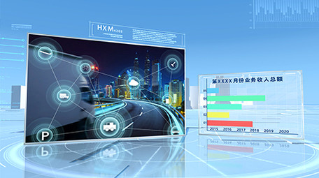 蓝色大气简约科技立体三维照片展示AE模板