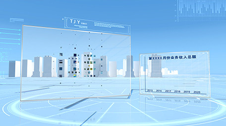 蓝色大气简约科技立体三维照片展示AE模板