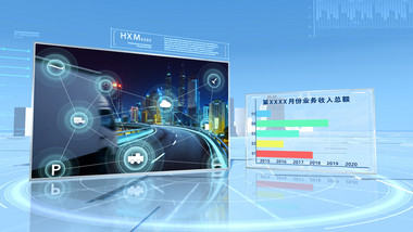 蓝色大气简约科技立体三维照片展示AE模板