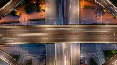 航拍南京城市交通立交桥夜景延时