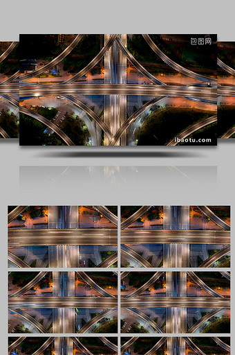 航拍南京城市交通立交桥夜景延时图片