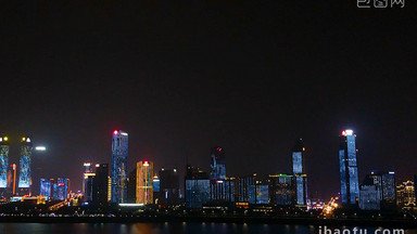 航拍南昌城市夜景灯光秀移动延时摄影