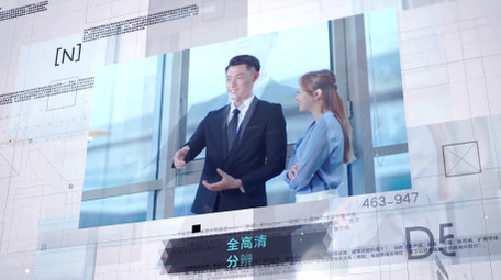 网格线条空间现代企业商务图文展示AE模板