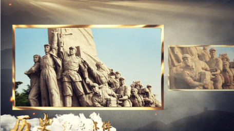 黑金风格大气党政历程电子相册ae模板