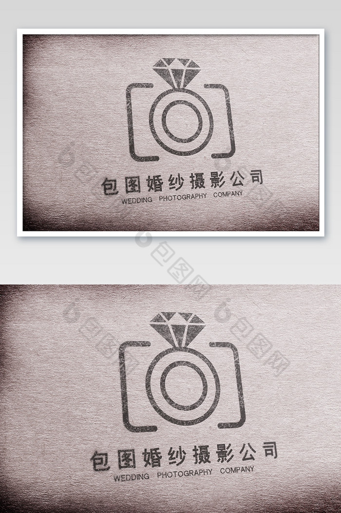 磨砂卡纸上的压痕logo图片图片