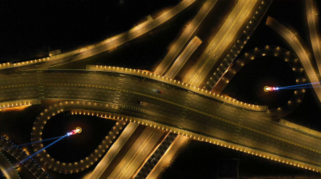 4K航拍夜晚高架桥公路车流夜景都市视频