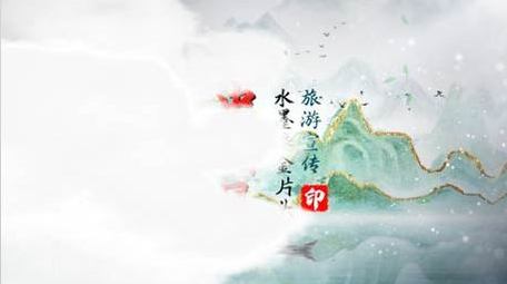 简洁大气中国风鎏金水墨建筑城市AE模板