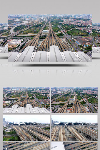 4K航拍高铁站进出口铁路轨道视频素材图片