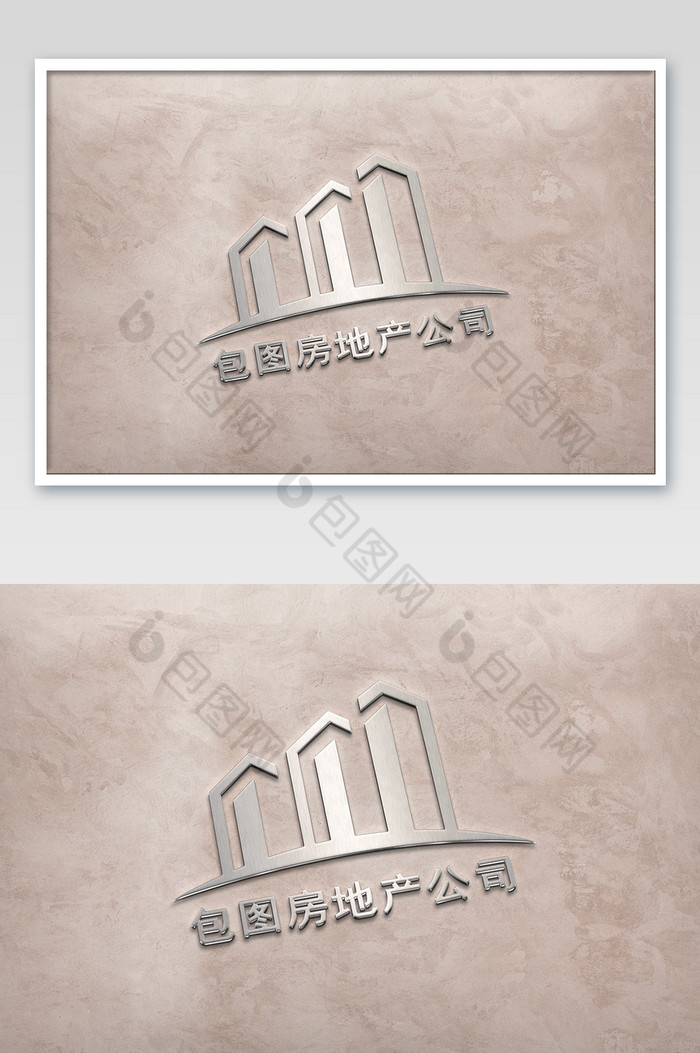 大理石纹理面上的金属logo图片图片