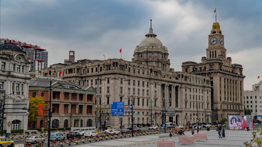 4k<strong>上海</strong>外滩<strong>地标</strong>海关大楼交通路人延时摄影