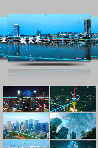 震撼科技连线智慧城市企业宣传AE模板图片