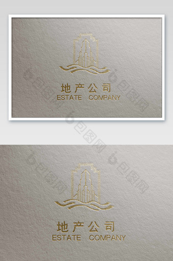 白色纸上烫印金色logo样机图片