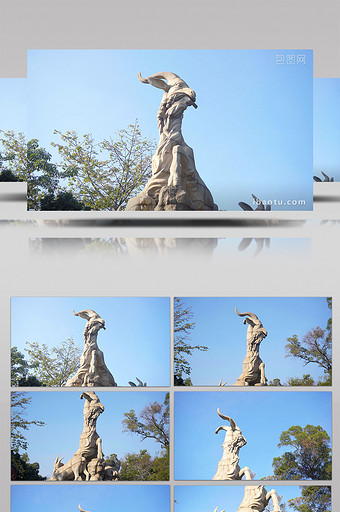 4K实拍广州地标建筑五羊石像视频素材图片