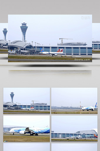 4K广州白云国际机场飞机在跑道滑行视频图片