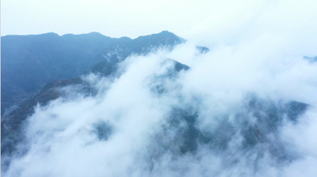 4K航拍宏伟大气云雾缭绕原始森林气候变化