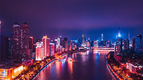 航拍城市滨江灯光秀夜景大范围延时