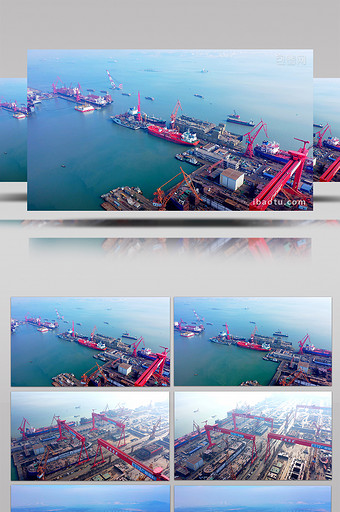 4k大气航拍华南船机工业船舶制造全景图片