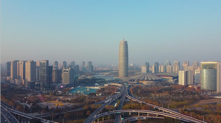 航拍郑州郑东新区CBD新一线城市