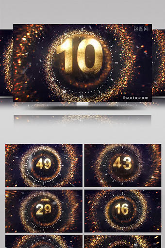螺旋粒子新年跨年1分钟倒计时动画AE模板图片