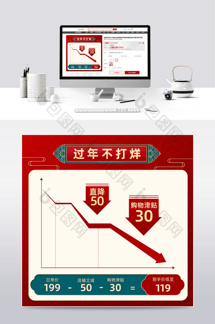 过年不打烊复古价格曲线主图模板图片图片