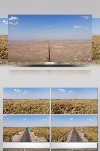 大气新疆风光田野荒漠公路自驾旅行航拍素材图片