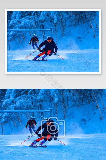 万龙雪场速降滑雪的双板运动图片