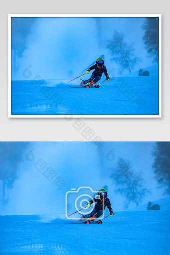 冬季在滑雪坡滑雪的人图片