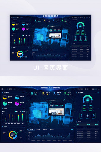 蓝色科技智慧园区监控管理系统数据可视化图片