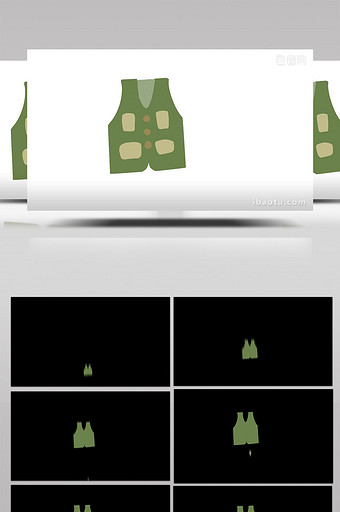 简单扁平画风服饰类军绿色马甲mg动画图片