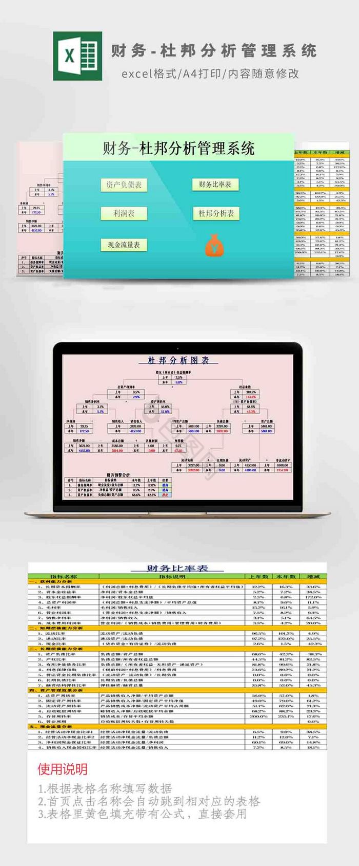 财务杜邦分析管理系统Excel模板