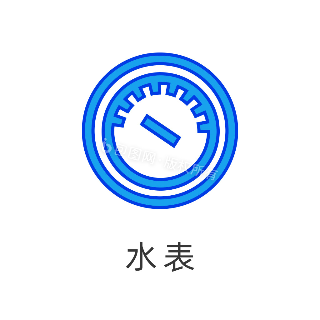 蓝色线性水务工业应用水表icon动效设计