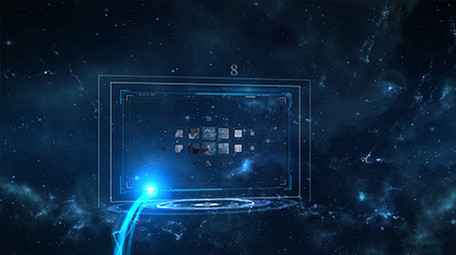 科技蓝色星空光线穿梭ae图文模板