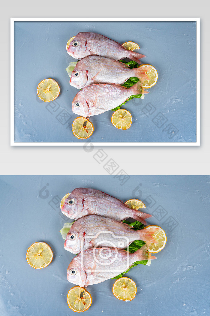 红立鱼柠檬片食材摄影图图片图片